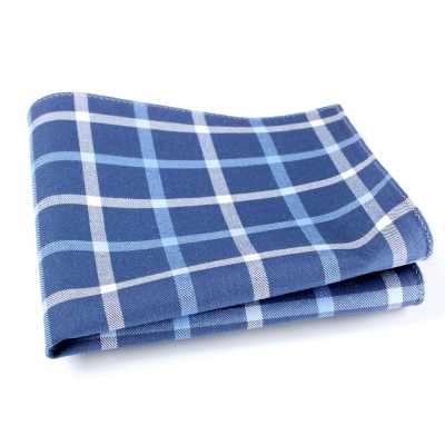 RCF-4118-06 Lenço feito com tecido Ringhart de fabricação britânica, xadrez em blocos azul-marinho