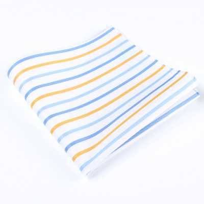 RCF-6258-11 Lenço de bolso feito com tecido British Ringhart, padrão risca lápis, branco/amarelo