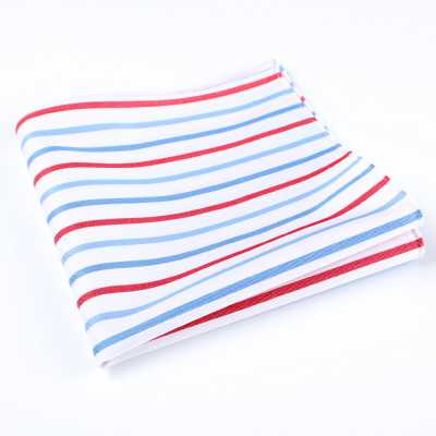 RCF-6258-77 Lenço de bolso com padrão de listras finas Branco/Vermelho, feito com tecido Ringhart fabricado no Reino Unido