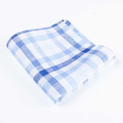 RCF-7047-10 Lenço xadrez em blocos Branco/Azul em tecido Ringhart, fabricado na Inglaterra