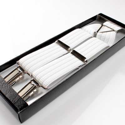 SR-101 Suspensórios estilo X com presilhas, branco, fabricados no Japão