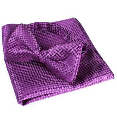 VBF-14 Gravata borboleta confeccionada com tecido VANNERS, padrão pied-de-poule, roxo