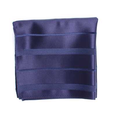 VCF-20 Lenço de bolso feito com tecido VANNERS, listrado, azul-marinho