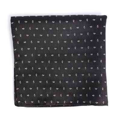 VCF-22 Lenço de bolso confeccionado com tecido VANNERS Paisley poá preto