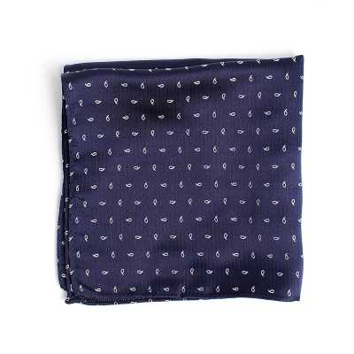 VCF-23 Lenço de bolso confeccionado com tecido VANNERS, poá paisley, azul-marinho