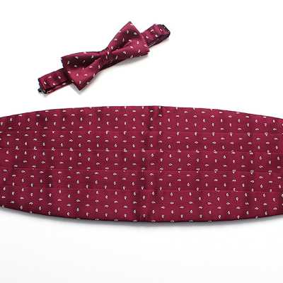 VCM-24 Faixa de smoking em tecido VANNERS, Paisley Dot, Vinho