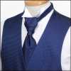 VYT-09 Gravata Ascot britânica VANNERS em seda (gravata europeia), padrão pied-de-poule, azul-marinho